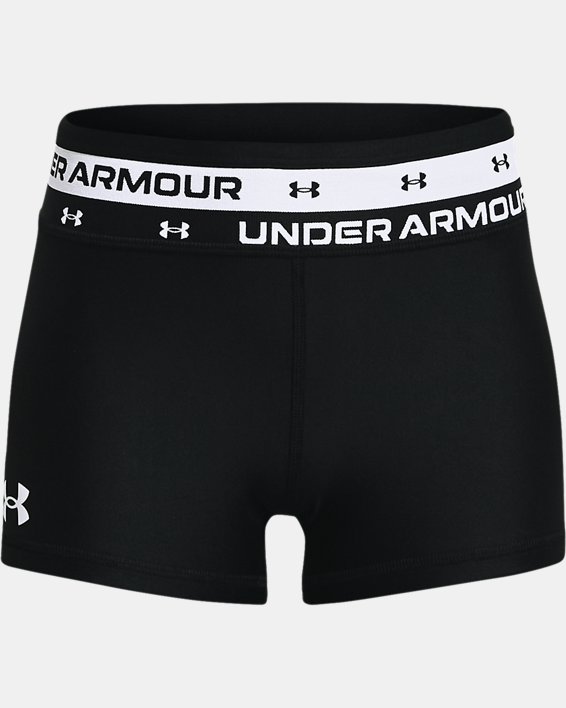 Under Armour HeatGear Fitted Shorts  UPF 30 Youth Girls Pink/Gray Active Shorts 